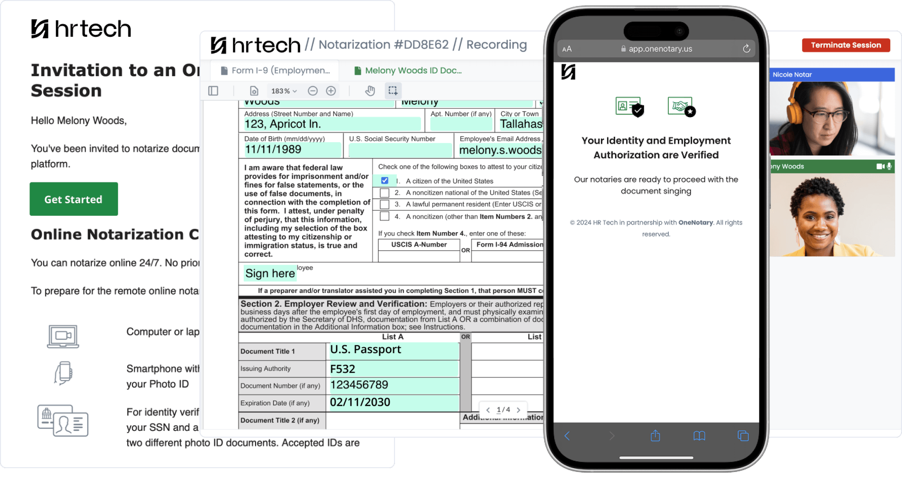 Online I-9 notarization