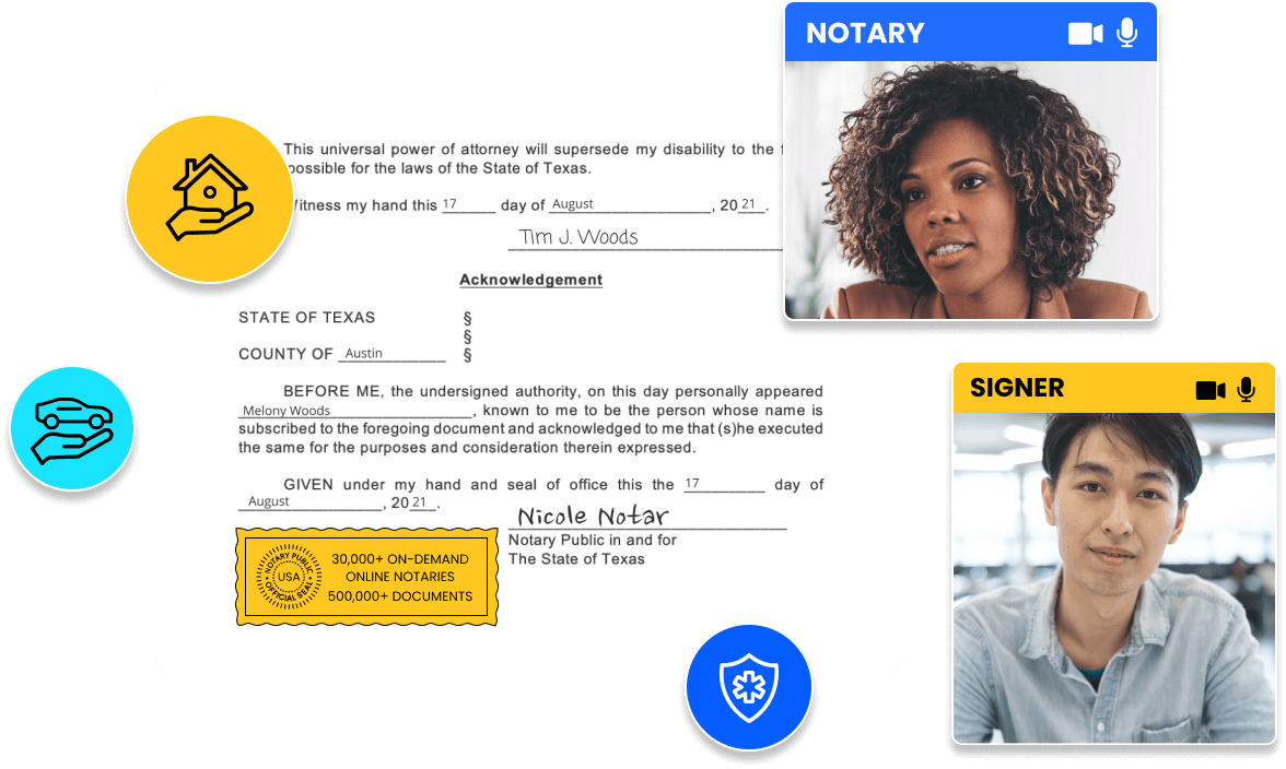 Screenshot of simplified notary session