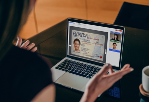 Signer completes identity verification during a remote online notarization session.
